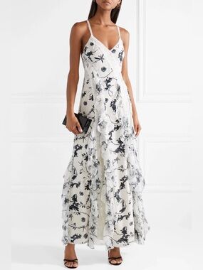 Alice & Olivia Floral Ruffle Maxi Dress NWT Size 0